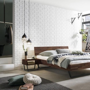 Hasena Massivholzbett Asti, Farbe: Nussbaum, geölt, Metallfarbe: Anthracit, verschiedene Größen