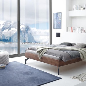 Hasena Massivholzbett Cardella, Farbe: Nussbaum, geölt, Metallfarbe: Anthracit, verschiedene Größen