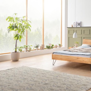 Hasena Massivholzbett Locarno, Farbe: Wildbuche natur, geölt, Metallfarbe: Anthracit, verschiedene Größen