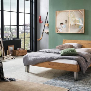 Hasena Massivholzbett Lodi, Farbe: -Wildeiche natur, geölt, Metallfarbe: Iron, verschiedene Größen