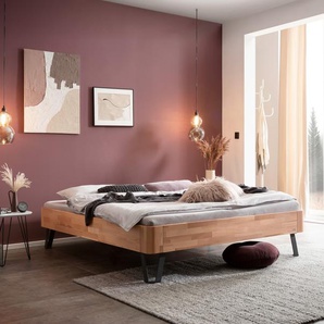 Hasena Massivholzbett Novita, Farbe: Kernbuche natur, geölt, Metallfarbe: Anthracit, verschiedene Größen