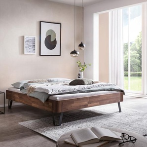 Hasena Massivholzbett Novita, Farbe: Nussbaum, geölt, Metallfarbe: Anthracit, verschiedene Größen