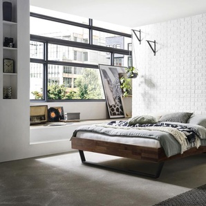 Hasena Massivholzbett Ostino, Farbe: Nussbaum, geölt, Metallfarbe: Anthracit, verschiedene Größen