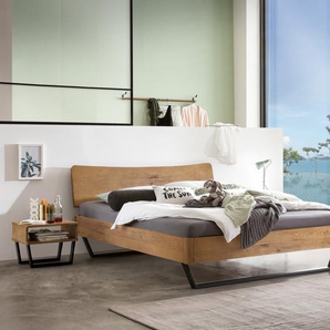 Hasena Massivholzbett Tresali, Farbe: Wildeiche natur, geölt, Metallfarbe: Anthracit, verschiedene Größen