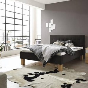 Hasena Polsterbett Noemi, Farbe: Eiche bright, geölt, Bezugsfarbe: Buffalo shale, verschiedene Größen