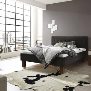 Hasena Polsterbett Noemi, Farbe: Nussbaum, geölt, Bezugsfarbe: Buffalo shale, verschiedene Größen