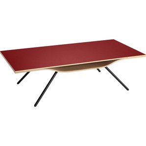 Couchtisch HASSE MÖBEL COLLECTION 7620 Tische Gr. H/T: 36 cm x 65 cm, rot Eckige Couchtische Couchtisch Holz-Couchtische in zwei Linoleumausführungen, mit Ablagefach