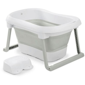 Hauck Babybadewanne Wash N Fold , Weiß, Salbeigrün , Kunststoff , 56x44x78 cm , Baden & Wickeln, Babywannen