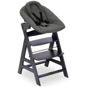 Hauck Hochstuhl Alpha Newborn Set Plus, Dark Grey (Set, 2 St), mit Newborn Aufsatz, FSC® - schützt Wald - weltweit