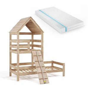 Hausbett Teddy, Braun, 90x200 cm mit Matratze Vitalispa