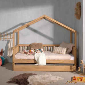 Hausbett VIPACK Betten Gr. mit Bettschublade, Liegefläche B/L: 90 cm x 200 cm Höhe: 170 cm, kein Härtegrad, ohne Matratze, braun (eiche natur geölt, eiche geölt) Baby Spielbetten