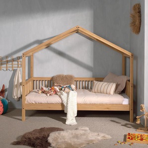 Hausbett VIPACK Betten Gr. ohne Bettschublade, Liegefläche B/L: 90 cm x 200 cm Höhe: 170 cm, kein Härtegrad, ohne Matratze, braun (eiche natur geölt, eiche geölt) Baby Spielbetten