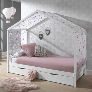 Hausbett VIPACK Dallas Betten Gr. Ausführung, weiß (kiefer massiv lackiert) Baby Spielbetten wahlweise mit Bettschublade oder Textilhimmel, Ausf. natur