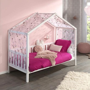 Hausbett VIPACK Dallas Betten Gr. Ausführung, Liegefläche 90 x 200 cm, weiß (kiefer massiv lackiert) Baby Spielbetten