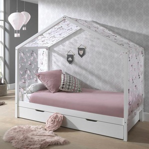 Hausbett VIPACK Dallas Betten Gr. Ausführung, weiß (kiefer massiv lackiert) Baby Spielbetten wahlweise mit Bettschublade oder Textilhimmel, Ausf. natur