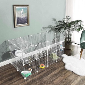 Haustierkäfig Kleintiergehege 143 x 73 x 71 cm Weiß