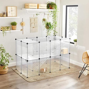 Haustierkäfig Kleintiergehege 143 x 73 x 91 cm Schwarz-Transprent
