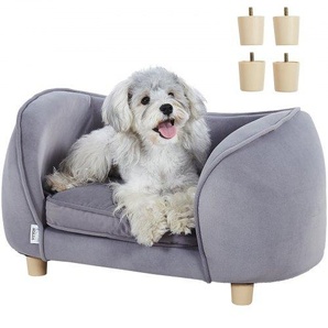 Haustiersofa, Hundecouch für kleine Hunde und Katzen, weiches samtiges Hundesofabett, 30 kg belastbares Katzensofa, Hundebett, Haustierbett Dunkelgrau BYCWSFBYCXXHKKKMFV0