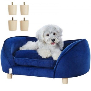 Haustiersofa, Hundecouch für mittelgroße Hunde und Katzen, weiches samtiges Hundesofabett, 37 kg belastbares Katzensofa, Hundebett, Haustierbett Dunkelblau BYCWSFBYCXZHXC8IUV0