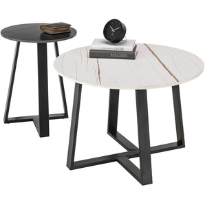 Stolkom Sp.z.o.o. Couchtisch Jason, 2-er Set Keramik weiß und schwarz