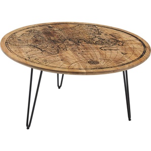 Stolkom Sp.z.o.o. Couchtisch Napcoa, mit Weltkarte Aufdruck, Tisch in Massivholz Mango
