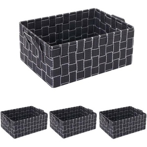 Hegele - 4er-Set Aufbewahrungskorb HHG-256, Dekokorb Korb Körbchen Aufbewahrung Regalkorb Deko 12x28x20cm dunkelgrau