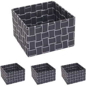 Hegele - 4er-Set Aufbewahrungskorb HHG-258, Dekokorb Korb Körbchen Aufbewahrung Regalkorb Deko 12x19x19cm dunkelgrau
