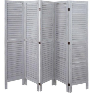 Hegele - neuwertig] Paravent HHG-527, Trennwand Sichtschutz Raumteiler, Shabby-Look 170x200cm grau