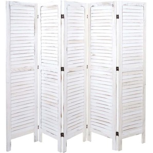 Hegele - Paravent HHG-527, Trennwand Sichtschutz Raumteiler, Shabby-Look 170x200cm weiß