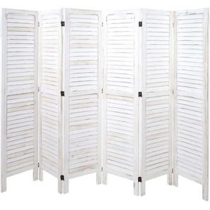 Hegele - Paravent HHG-531, Trennwand Sichtschutz Raumteiler, Shabby-Look 170x240cm weiß