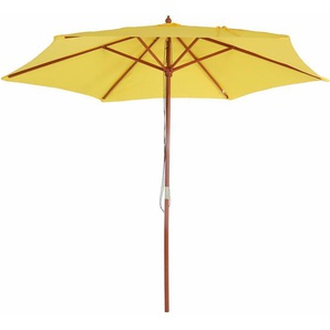 Hegele - Sonnenschirm Lissabon, Gartenschirm Marktschirm, ø 3m Polyester/Holz gelb