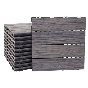 Hegele - wpc Bodenfliese HHG-167, Holzoptik Balkon/Terrasse, 3D-Struktur linear antik-braun, 11x je 30x30cm = 1qm