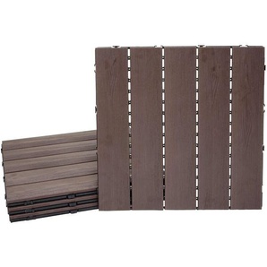 Hegele - wpc Bodenfliese HHG-169, Holzoptik Balkon/Terrasse, 3D-Struktur linear 4x je 50x50cm = 1qm, geprägt dunkelbraun