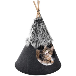 HEIM Katzenzelt Heimtier-Tipi Love Tierhäuser Katzenhöhle, BxTxH: 50x50x70 cm Gr. B/H/T: 50 cm x 70 cm x 50 cm, schwarz Katzenkörbe -kissen