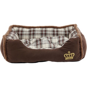 HEIM Tierbett Krone Tierbetten Gr. B/H/L: 75 cm x 19 cm x 58 cm, braun (braun, weiß) Hundebetten -decken