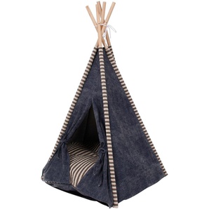 HEIM Tierbett Tipi-Zelt Jeanstrend Tierbetten BxLxH: 68x68x80 cm Gr. B/H/L: 68 cm x 80 cm x 68 cm, blau (dunkelblau) Katzenkörbe -kissen