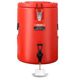 Heiß- und Kaltgetränkespender Getränkespender 6 L, Edelstahl Heiß- und Kaltwasserbrunnen Großer Getränkespender mit Zapfen für Kaffee, Kalte Milch, Wasser, Saft usw. Isolierkanne Rund YLHLQQYX5JL0EEU4SV0