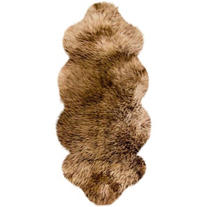 Heitmann Felle Fellteppich Lammfell KK 1,5 - braun mit hellbraunen Spitzen, Premium Qualität, fellförmig, Höhe: 70 mm, echtes Austral. Lammfell, besonders weich, auch ideal als Bettvorleger