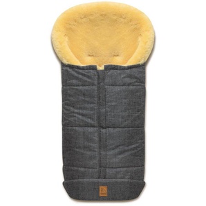 Heitmann Felle Fußsack Eisbärchen - Premium Winterfußsack, mit echtem Lammfell, für Kinderwagen & Buggy, 6 Gurtschlitze, waschbar
