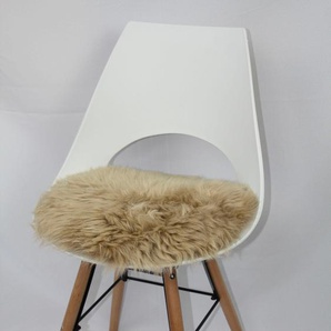 Stuhlkissen HEITMANN FELLE Lamm, rund Dekokissen_Sitzkissen_Kissenhüllen Gr. B/L: 45 cm x 45 cm, 1 St., Lammfell, beige (camelfarben, felloptik) Stuhlkissen Kopfkissen Sitzauflage, Sitzfell, rund, Ø 45 cm, echtes Lammfell, waschbar