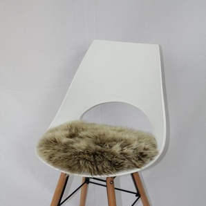 Stuhlkissen HEITMANN FELLE Lamm, rund Dekokissen_Sitzkissen_Kissenhüllen Gr. B/L: 45 cm x 45 cm, 1 St., Lammfell, braun (braun, meliert, felloptik) Stuhlkissen Kopfkissen Sitzauflage, Sitzfell, rund, Ø 45 cm, echtes Lammfell, waschbar