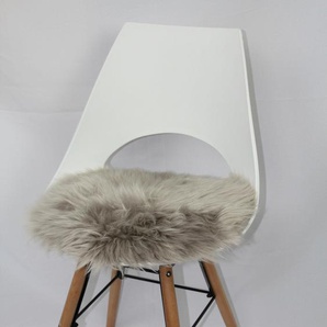 Stuhlkissen HEITMANN FELLE Lamm, rund Dekokissen_Sitzkissen_Kissenhüllen Gr. B/L: 45 cm x 45 cm, 1 St., Lammfell, grau (taupe, felloptik) Stuhlkissen Kopfkissen Sitzauflage, Sitzfell, rund, Ø 45 cm, echtes Lammfell, waschbar