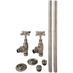 Heizkörper-Winkelventilset und Rohrverbindungen, 15mm, in gebürstetem Messing - Hudson Reed