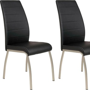 4-Fußstuhl HELA Amber Stühle Gr. B/H/T: 43 cm x 98 cm x 60 cm, 4 St., Kunstleder, Metall, schwarz (schwarz, edelstahloptik) 4-Fuß-Stuhl Esszimmerstuhl Küchenstuhl Kufenstuhl Lederstuhl Stuhl Küchenstühle Stühle 2 oder 4 Stück