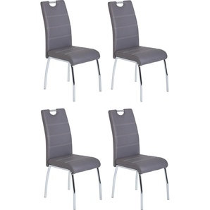 4-Fußstuhl HELA Susi Stühle Gr. B/H/T: 44 cm x 98 cm x 61 cm, 4 St., Kunstleder, Metall, grau (grau, silberfarben) 4-Fuß-Stühle Stühle 2 oder 4 Stück