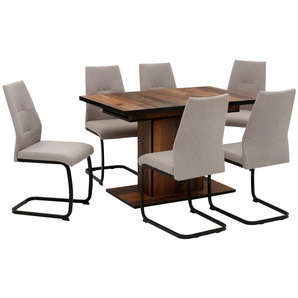 HELA Essgruppe Ariana, (Set, 7-tlg., 1 Tisch / 6 Stühle), ausziehbar 120 -160 cm, Bezug Struktur waterfree oder Webstoff