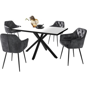 HELA Essgruppe CLEO Tischgruppe Bestseller, (Set, 5-tlg., 1 Tisch / 4 Stühle), Schalenstühle Tisch Wohnzimmer Esszimmer