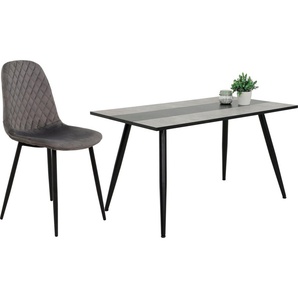 HELA Essgruppe Janina, (Set, 5-tlg), verschiedene Farben/Dekore, Stuhl Samtvelour