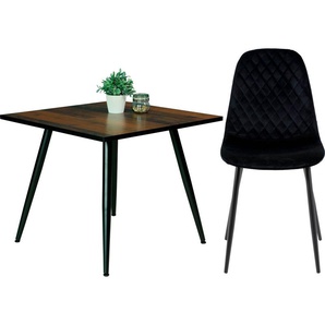 HELA Essgruppe Mira, (Set, 5-tlg), verschiedene Farben/Dekore, Stuhl Samtvelour
