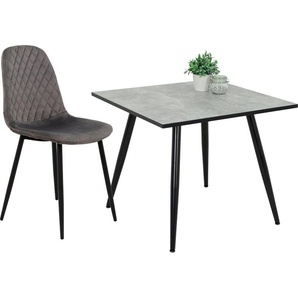 HELA Essgruppe Mira, (Set, 5-tlg), verschiedene Farben/Dekore, Stuhl Samtvelour